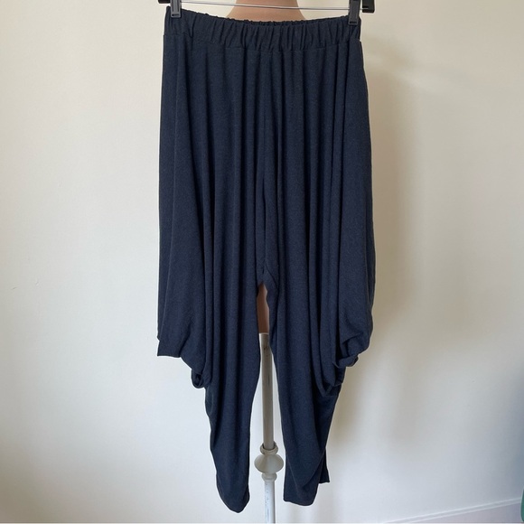 Kedem Sasson Lagenlook Blue Draped Dropped Crotch High Waisted Harem Pants 0/M - Picture 4 of 11
